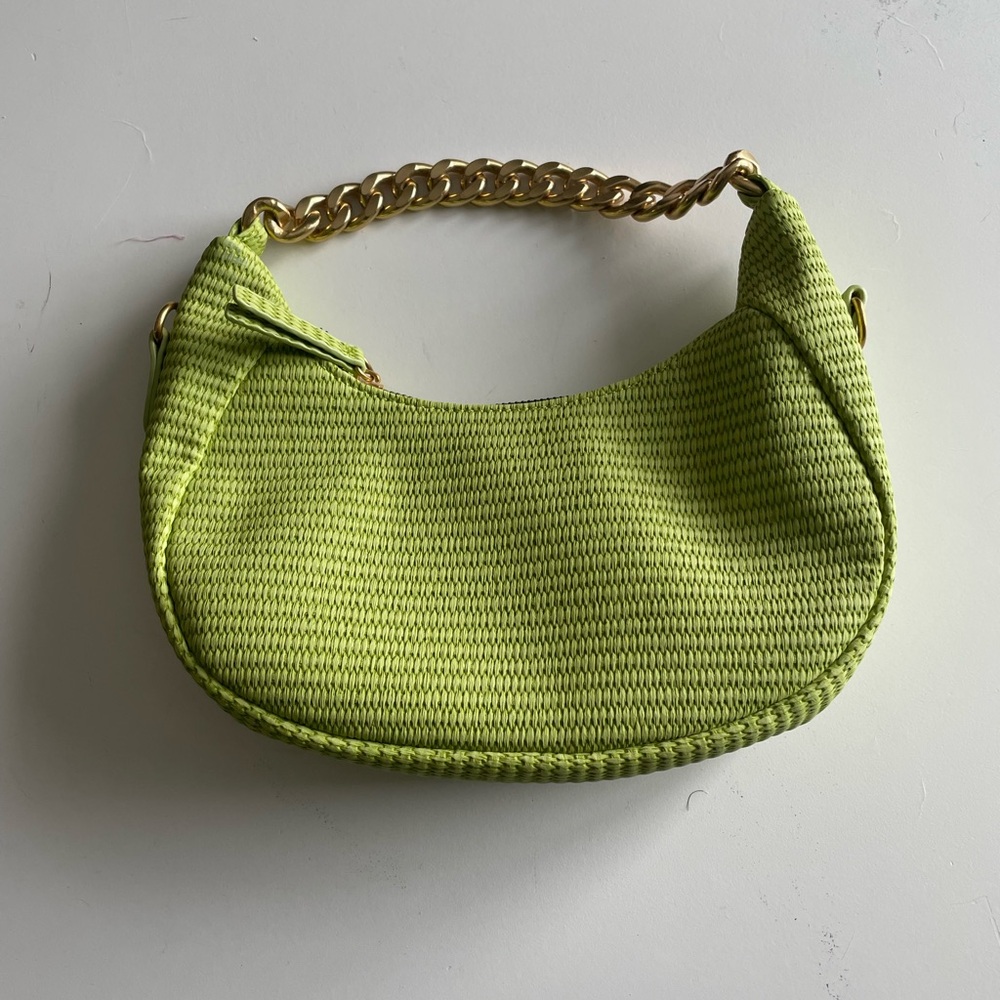 Penningtons Lime Woven Shoulder Bag with Gold Chain